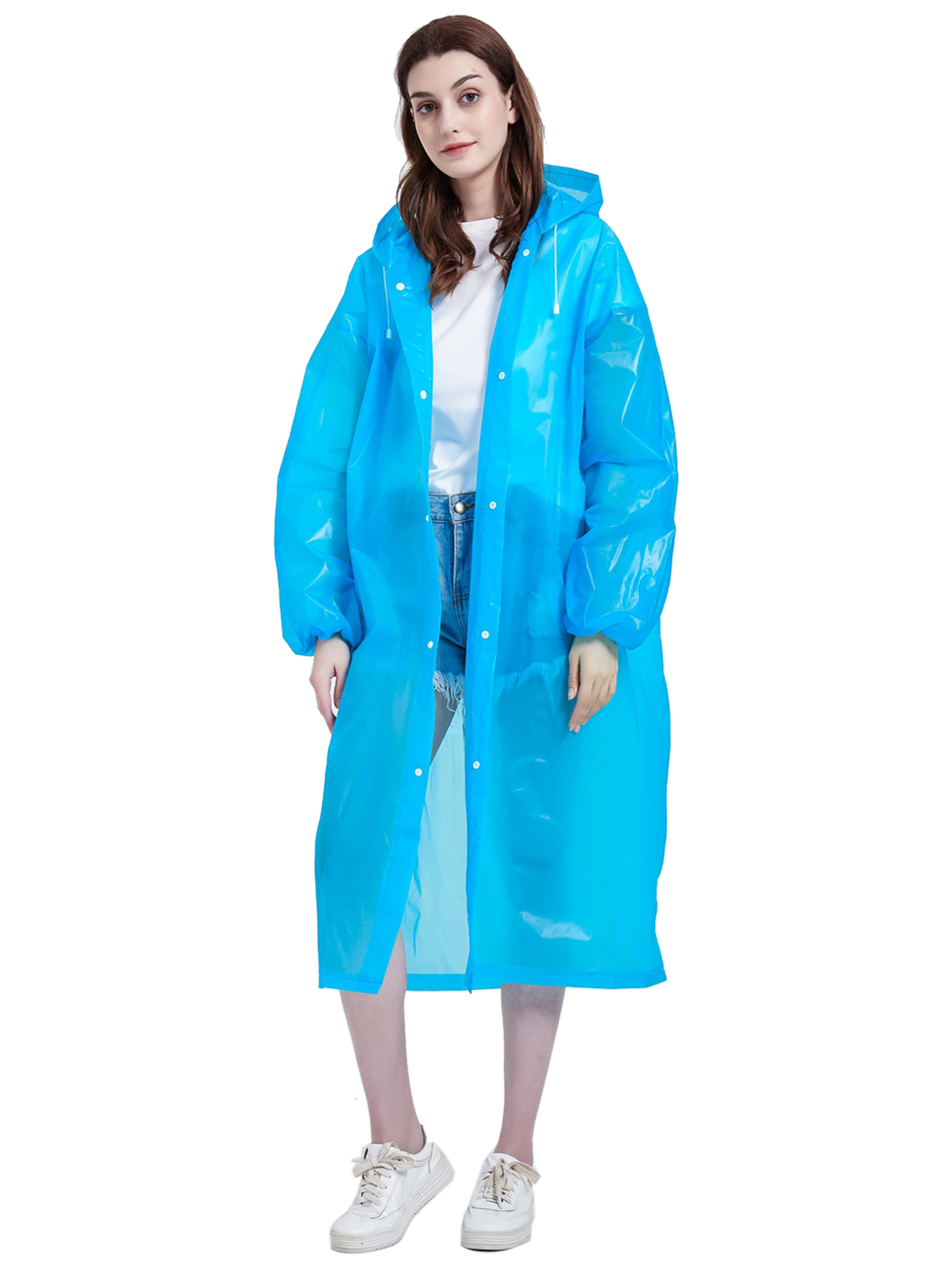 Makonus Raincoat for Adults, Portable EVA Rain Coats Reusable Rain Poncho with Hood and Elastic Cuff SleevesMakonus Raincoat for Adults, Portable EVA Rain Coats Reusable Rain Poncho with Hood and Elas